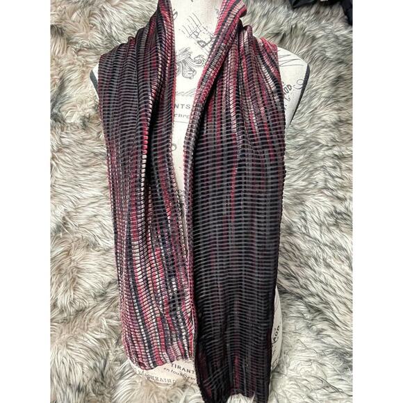 Collection XIIX Silk Blend Scarf Multicolor Reds and Burgandy 4ft 9 in x 7 in - Picture 1 of 4